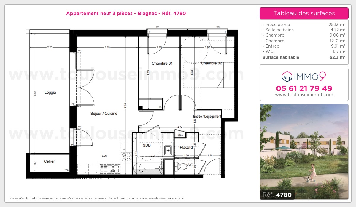 Plan et surfaces, Programme neuf Blagnac Référence n° 4780