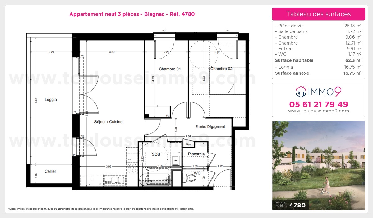 Plan et surfaces, Programme neuf Blagnac Référence n° 4780