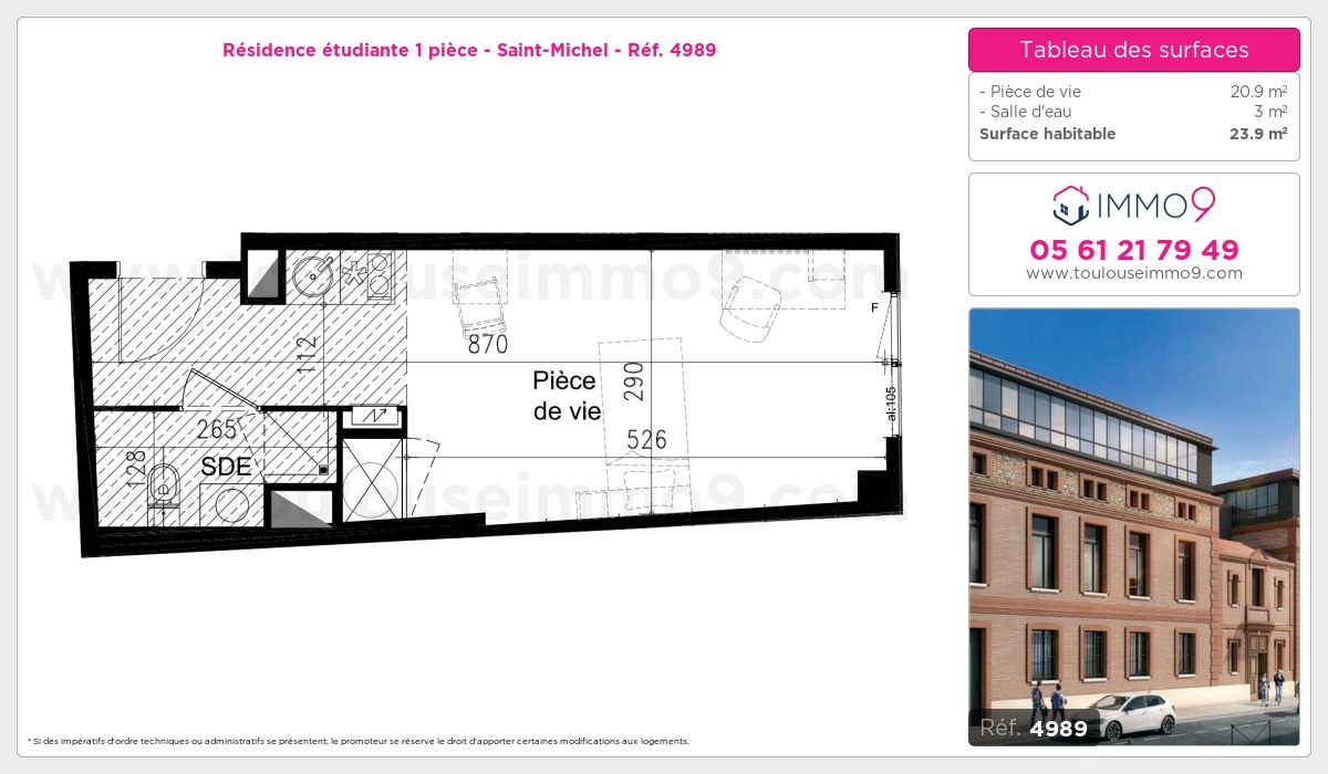 Plan et surfaces, Programme neuf Toulouse : Saint-Michel Référence n° 4989