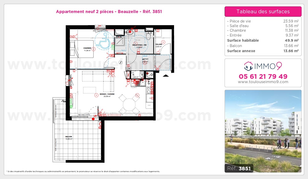 Plan et surfaces, Programme neuf Beauzelle Référence n° 3851
