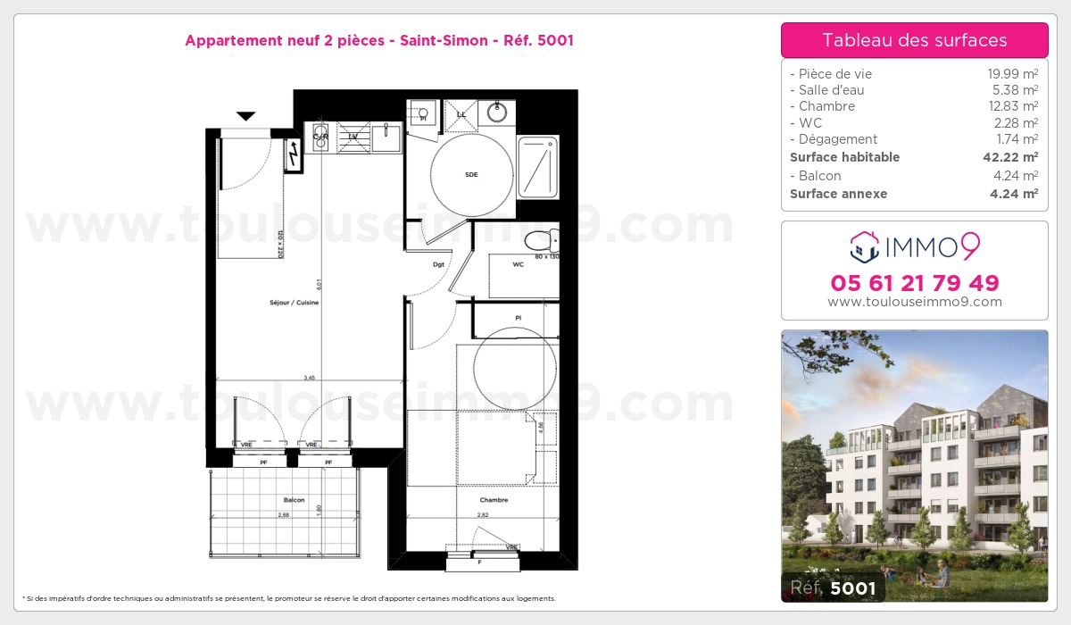 Plan et surfaces, Programme neuf Toulouse : Saint-Simon Référence n° 5001