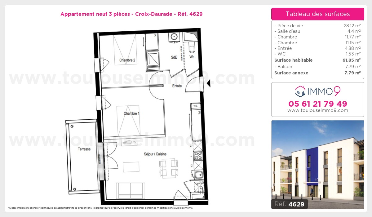 Plan et surfaces, Programme neuf Toulouse : Croix-Daurade Référence n° 4629