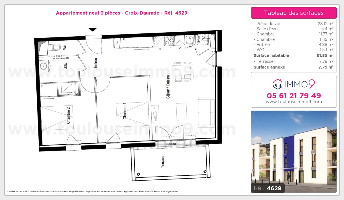 Plan et surfaces, Programme neuf Toulouse : Croix-Daurade Référence n° 4629