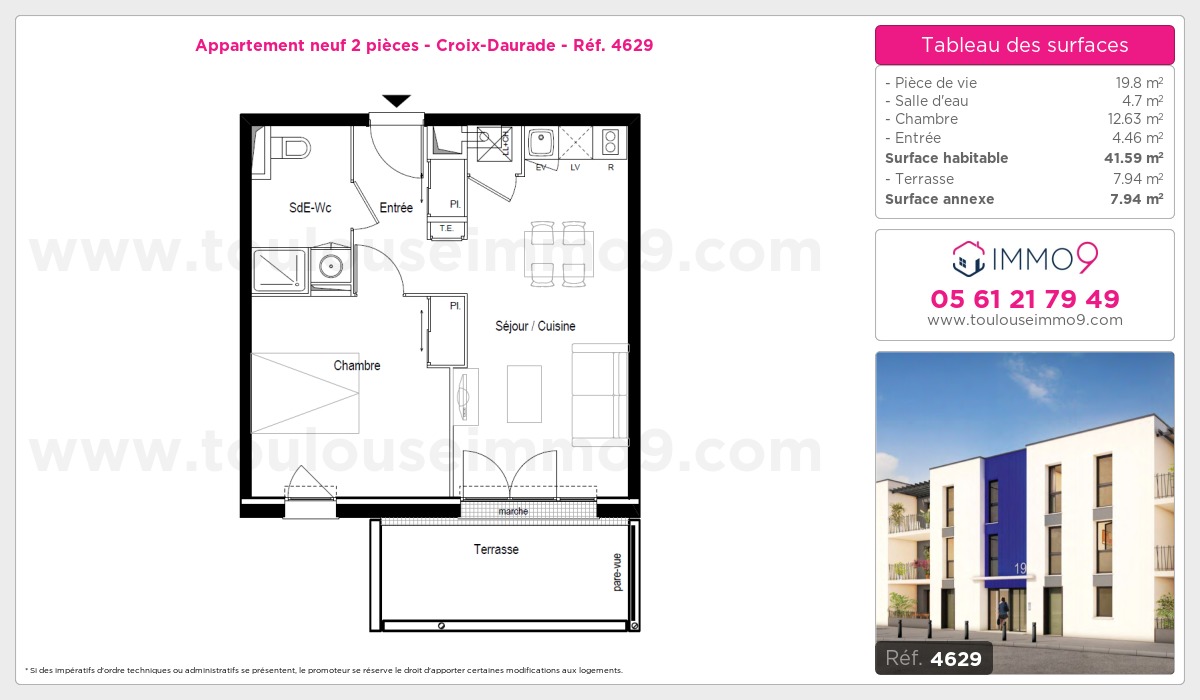 Plan et surfaces, Programme neuf Toulouse : Croix-Daurade Référence n° 4629