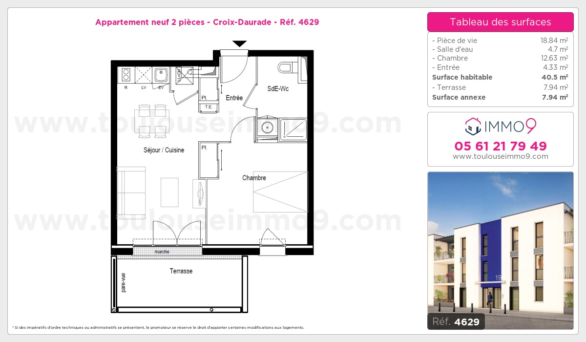 Plan et surfaces, Programme neuf Toulouse : Croix-Daurade Référence n° 4629