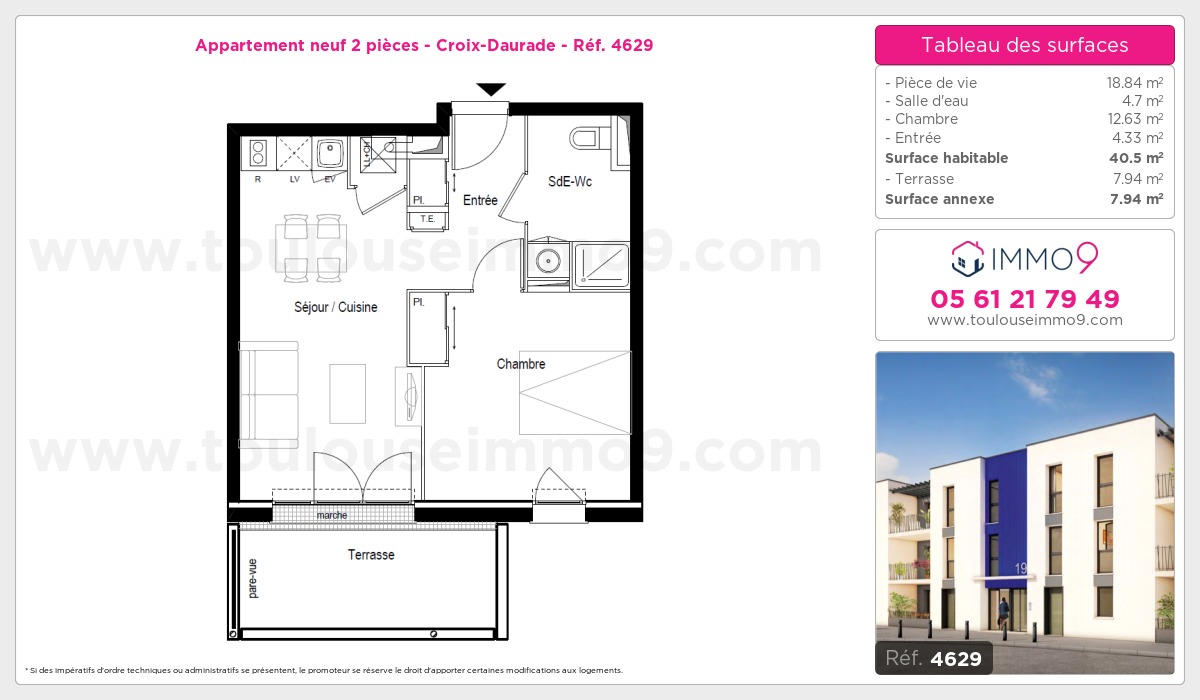 Plan et surfaces, Programme neuf Toulouse : Croix-Daurade Référence n° 4629
