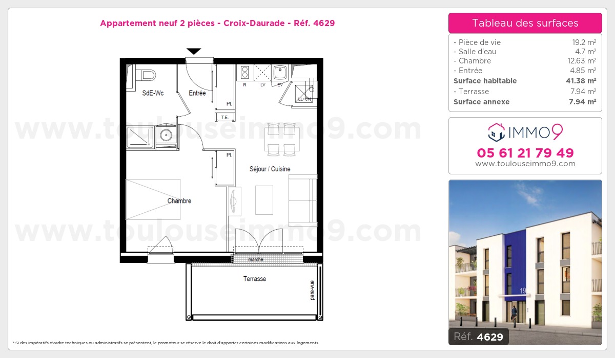 Plan et surfaces, Programme neuf Toulouse : Croix-Daurade Référence n° 4629