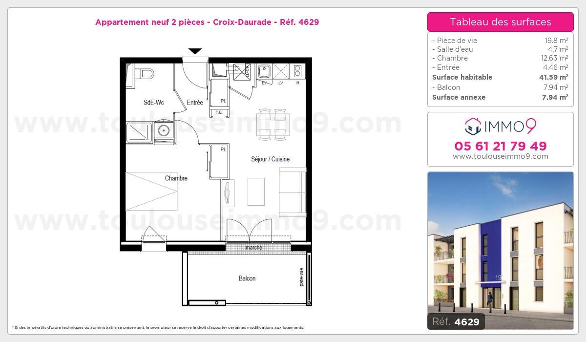 Plan et surfaces, Programme neuf Toulouse : Croix-Daurade Référence n° 4629