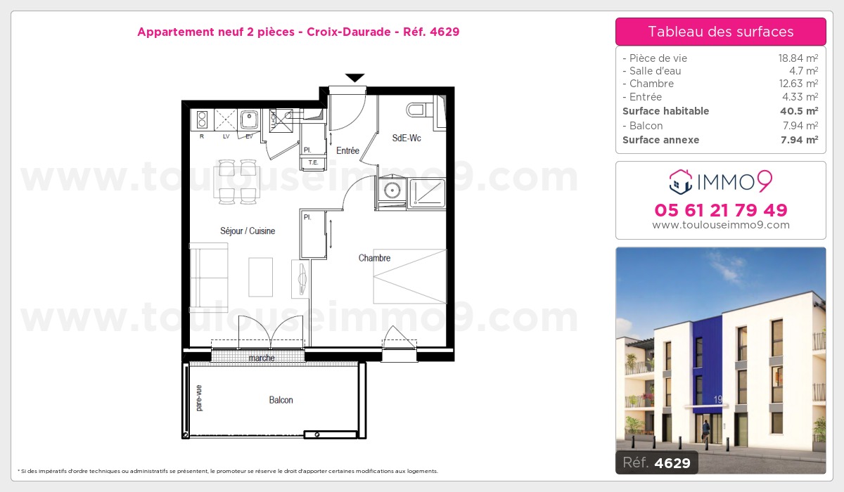 Plan et surfaces, Programme neuf Toulouse : Croix-Daurade Référence n° 4629