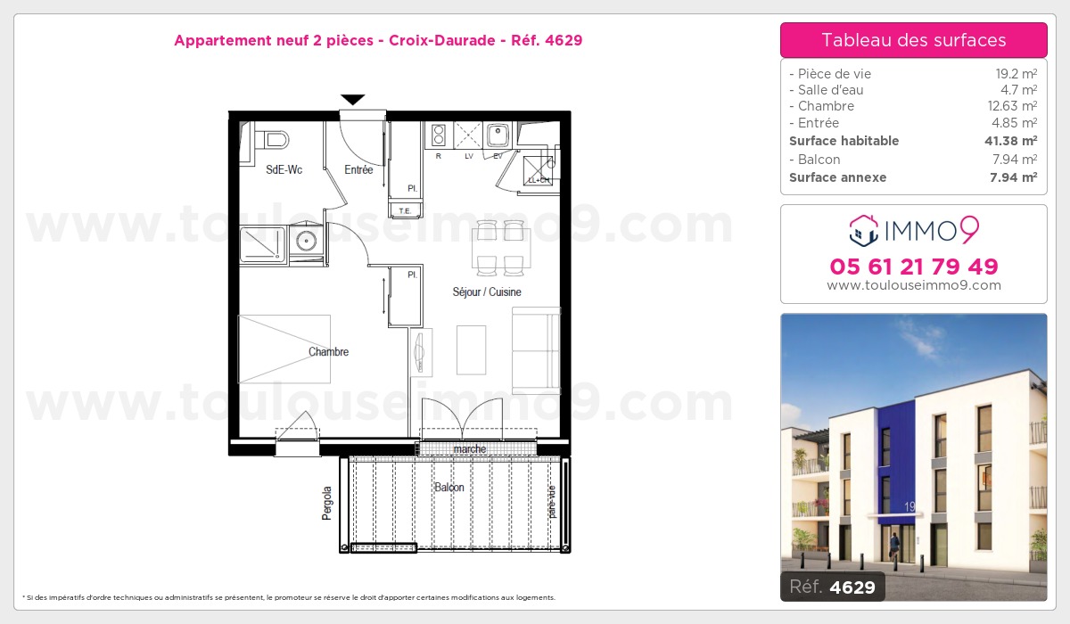 Plan et surfaces, Programme neuf Toulouse : Croix-Daurade Référence n° 4629