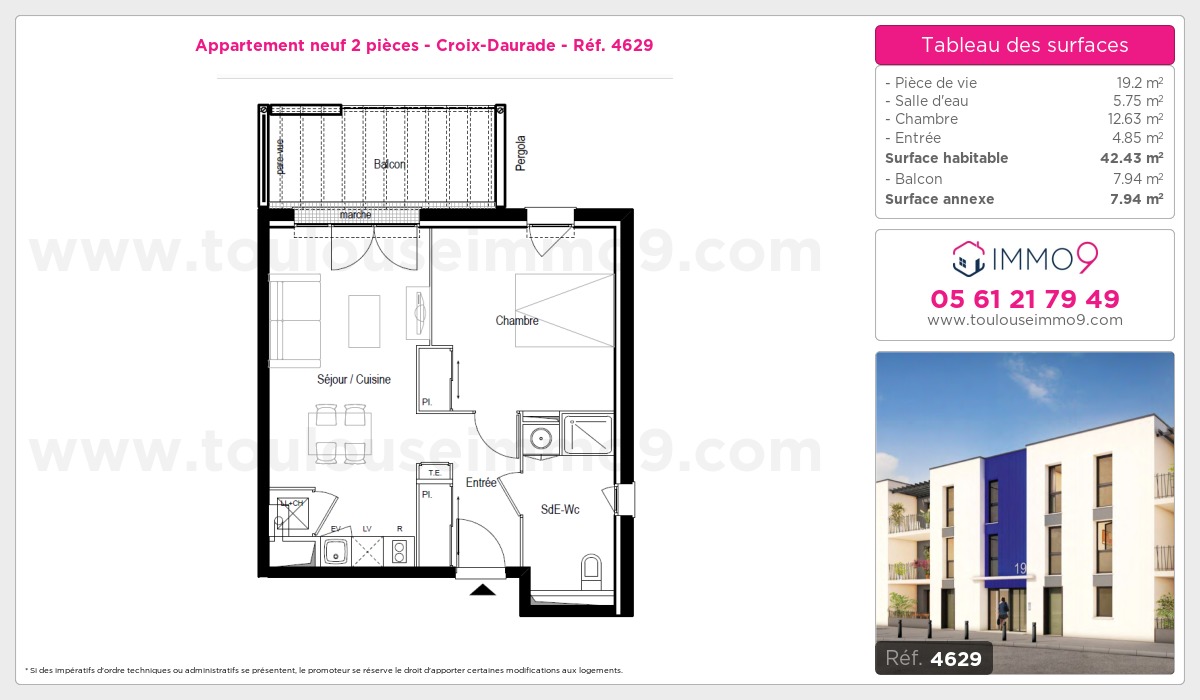 Plan et surfaces, Programme neuf Toulouse : Croix-Daurade Référence n° 4629