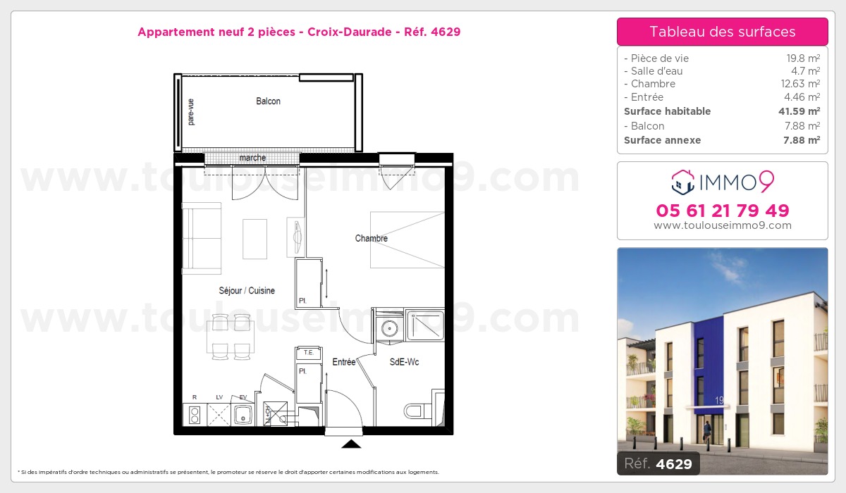 Plan et surfaces, Programme neuf Toulouse : Croix-Daurade Référence n° 4629