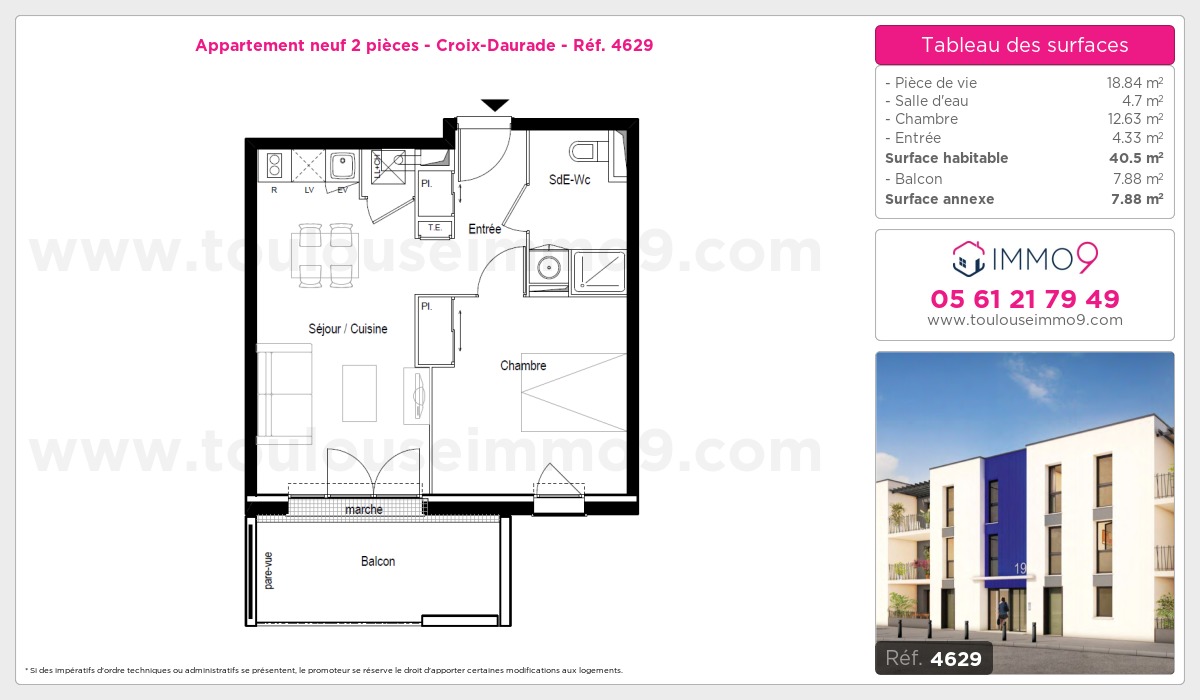 Plan et surfaces, Programme neuf Toulouse : Croix-Daurade Référence n° 4629