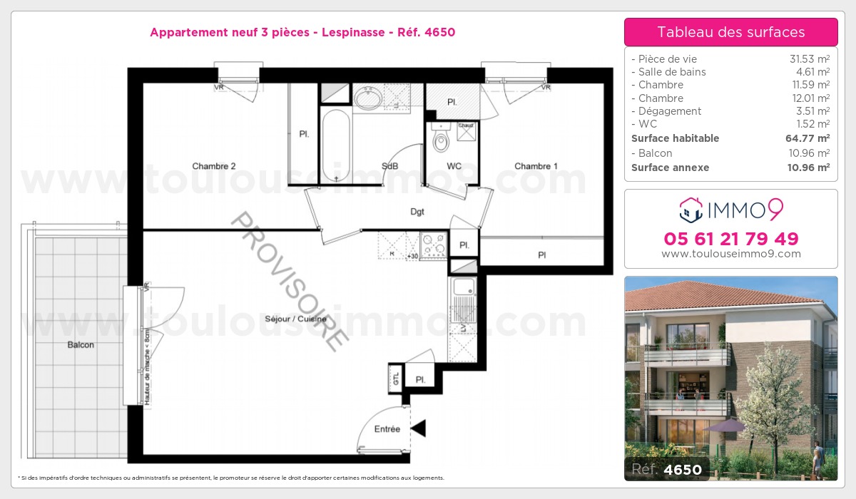 Plan et surfaces, Programme neuf Lespinasse Référence n° 4650