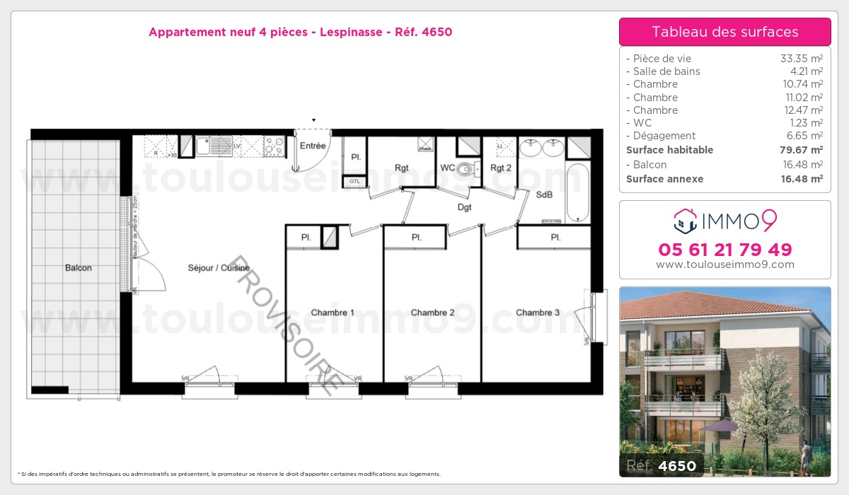 Plan et surfaces, Programme neuf Lespinasse Référence n° 4650