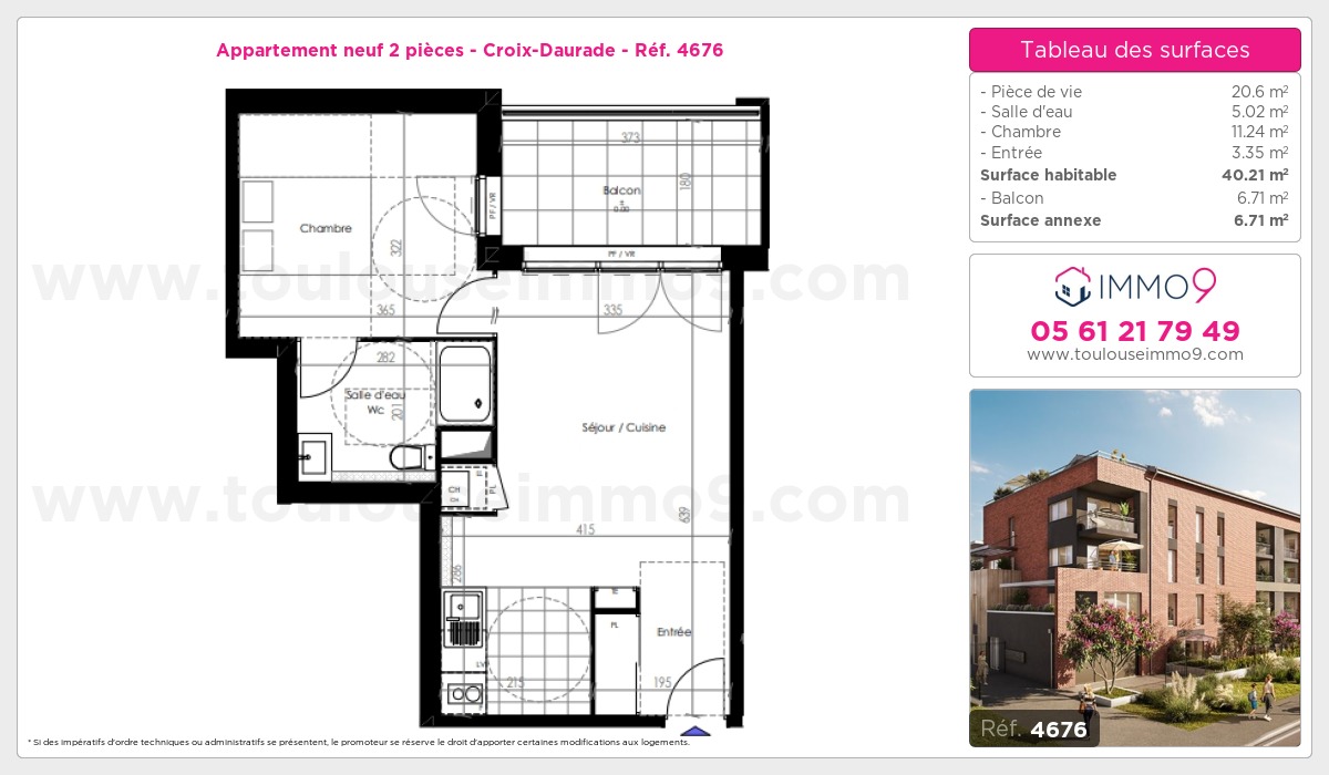 Plan et surfaces, Programme neuf Toulouse : Croix-Daurade Référence n° 4676