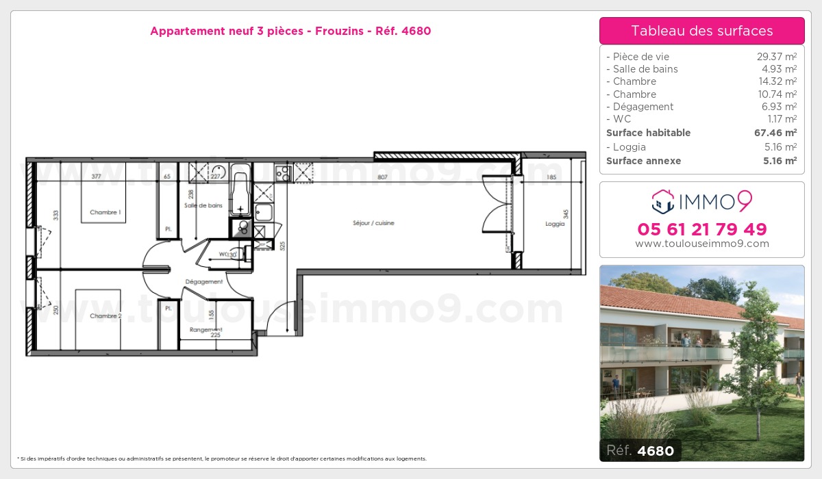 Plan et surfaces, Programme neuf Frouzins Référence n° 4680