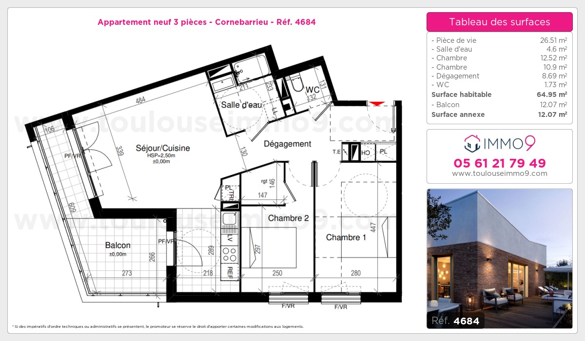 Plan et surfaces, Programme neuf Cornebarrieu Référence n° 4684