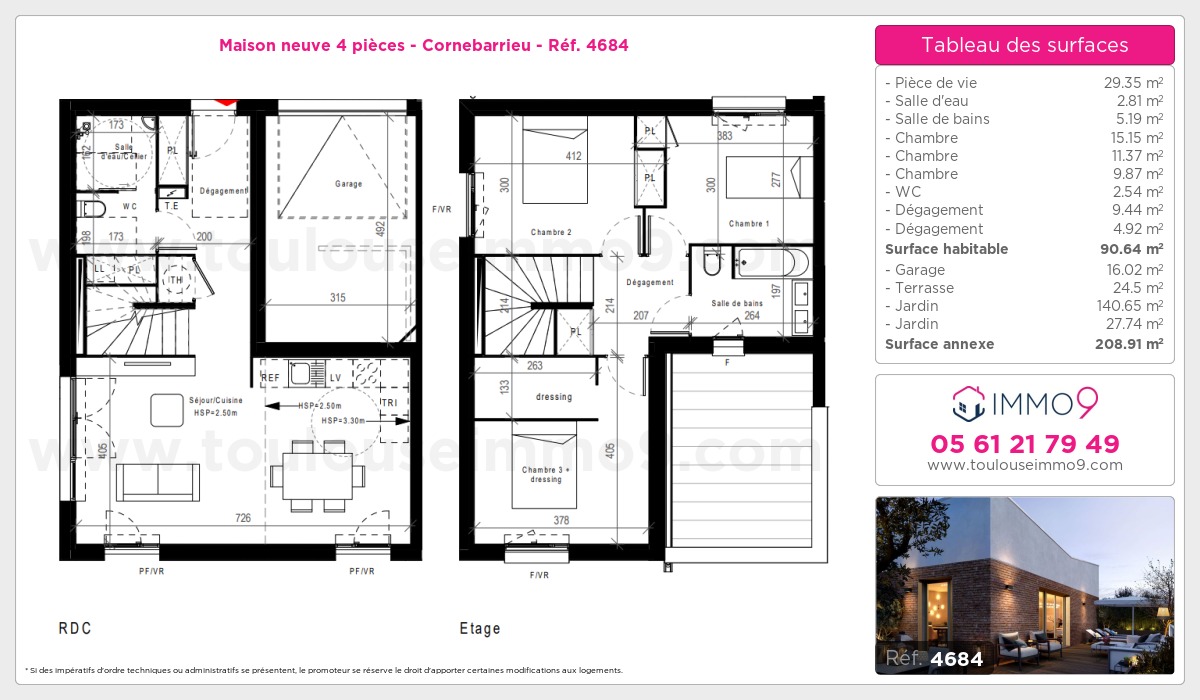 Plan et surfaces, Programme neuf Cornebarrieu Référence n° 4684