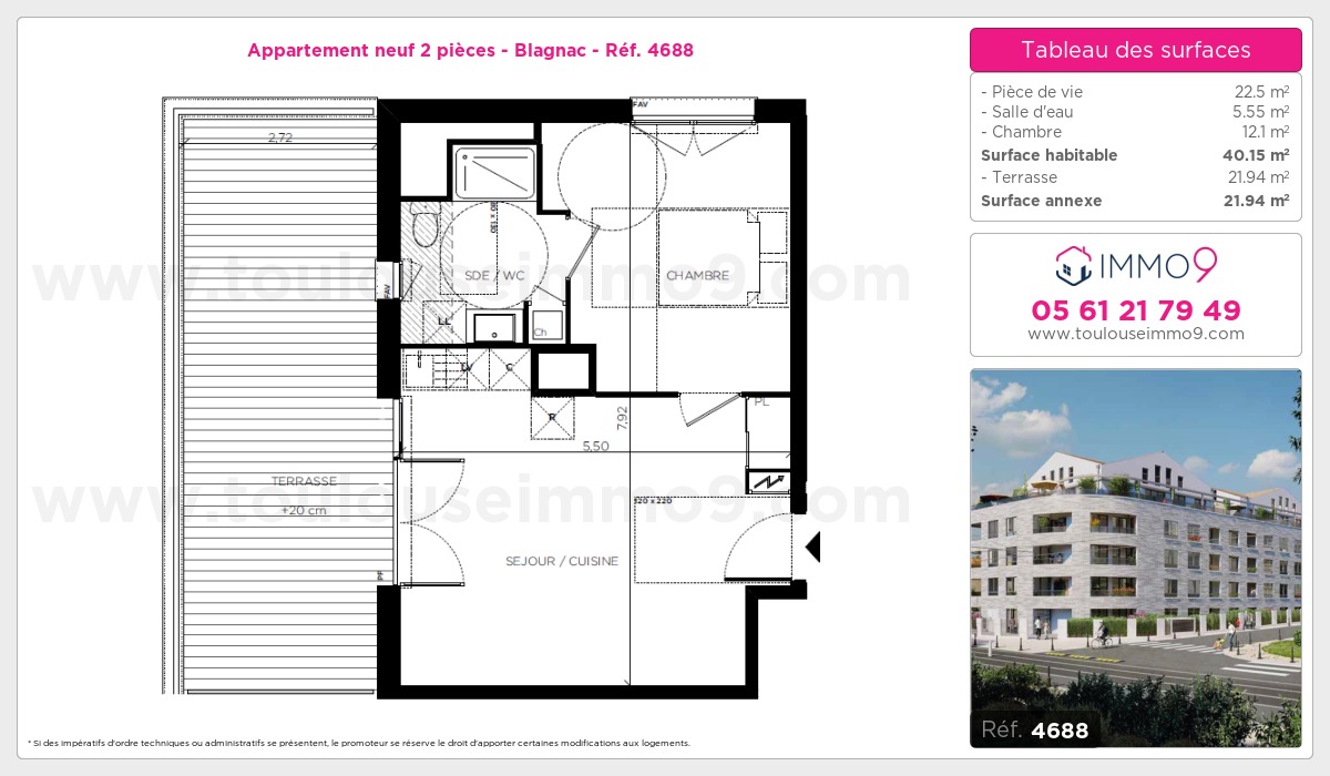 Plan et surfaces, Programme neuf Blagnac Référence n° 4688