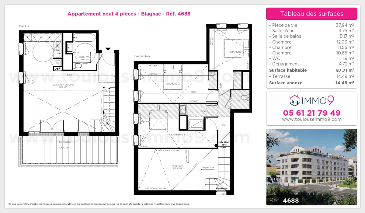 Plan et surfaces, Programme neuf Blagnac Référence n° 4688