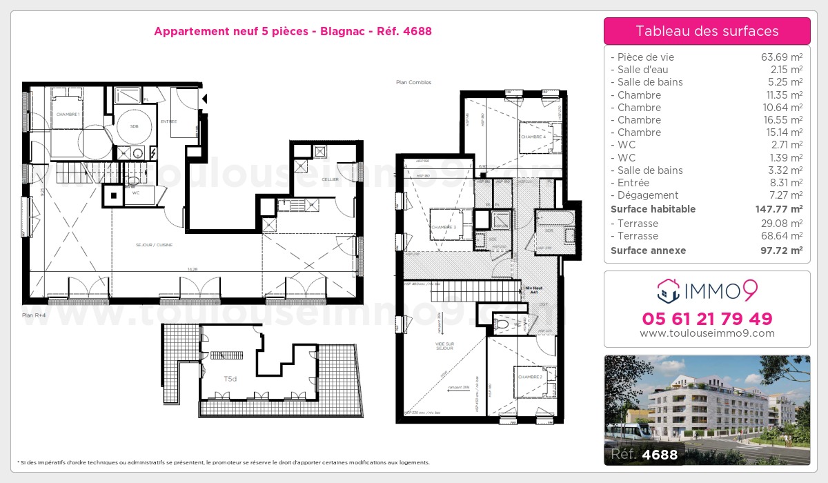 Plan et surfaces, Programme neuf Blagnac Référence n° 4688