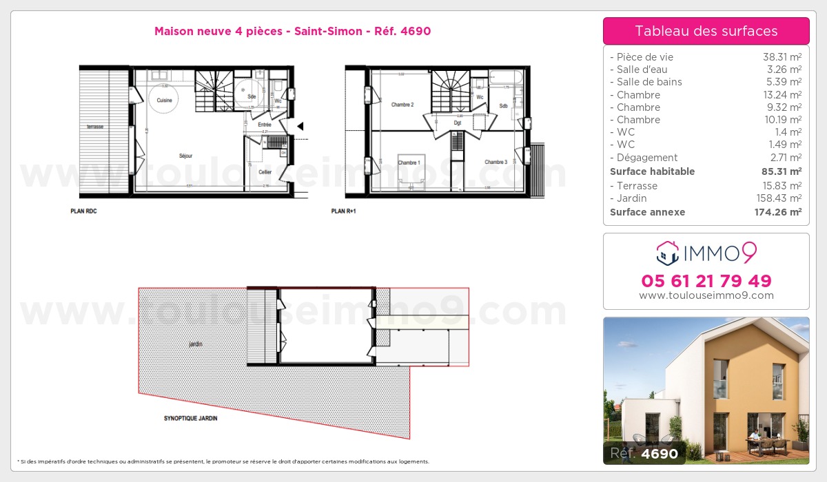 Plan et surfaces, Programme neuf Toulouse : Saint-Simon Référence n° 4690
