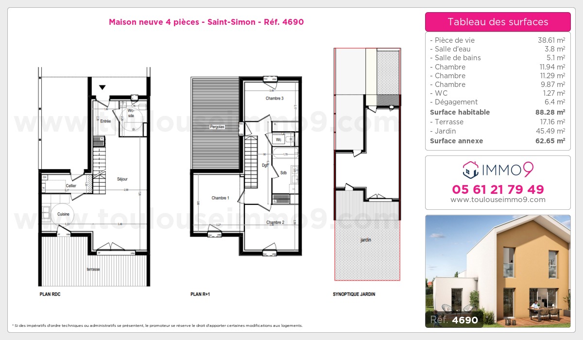 Plan et surfaces, Programme neuf Toulouse : Saint-Simon Référence n° 4690