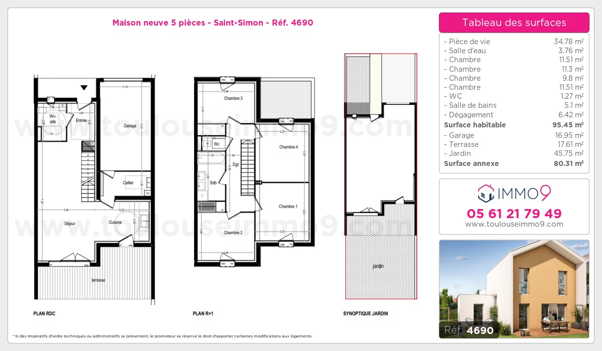 Plan et surfaces, Programme neuf Toulouse : Saint-Simon Référence n° 4690