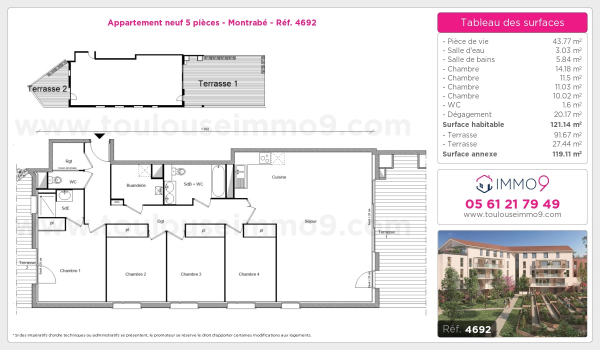 Plan et surfaces, Programme neuf Montrabé Référence n° 4692