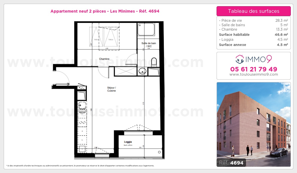 Plan et surfaces, Programme neuf Toulouse : Minimes Référence n° 4694