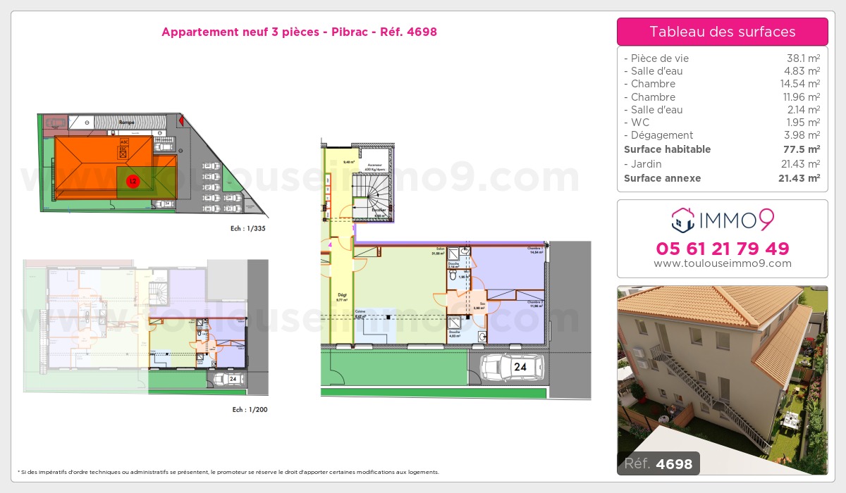 Plan et surfaces, Programme neuf Pibrac Référence n° 4698