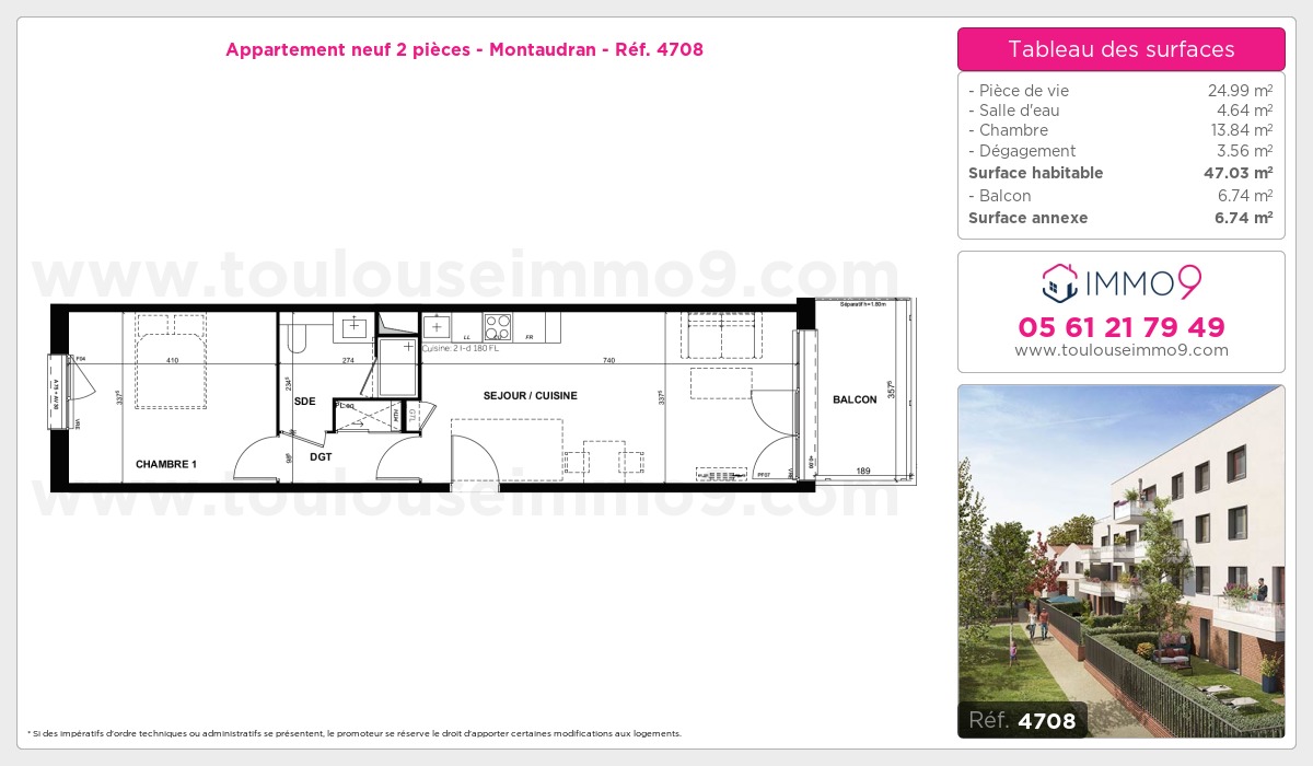 Plan et surfaces, Programme neuf Toulouse : Montaudran Référence n° 4708