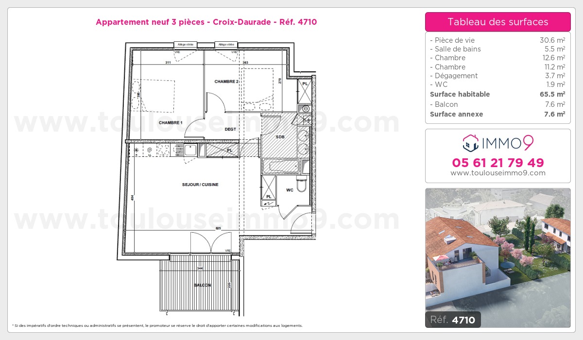 Plan et surfaces, Programme neuf Toulouse : Croix-Daurade Référence n° 4710