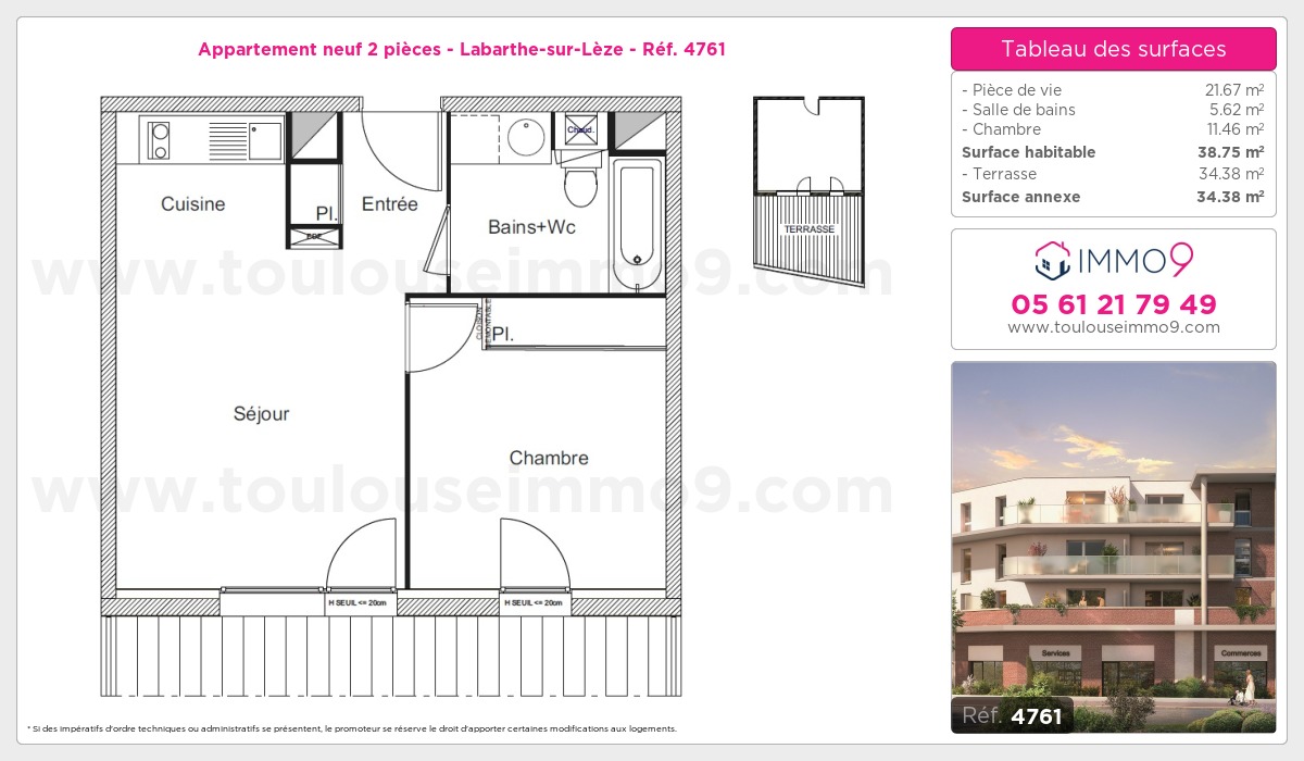 Plan et surfaces, Programme neuf Labarthe-sur-Lèze Référence n° 4761