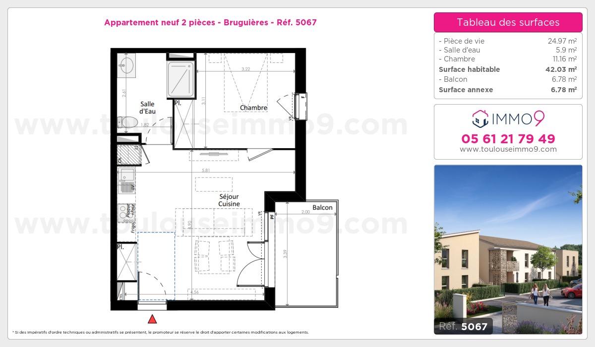 Plan et surfaces, Programme neuf Bruguières Référence n° 5067