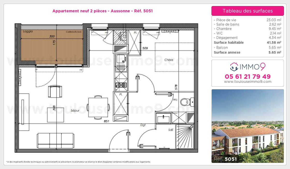 Plan et surfaces, Programme neuf Aussonne Référence n° 5051