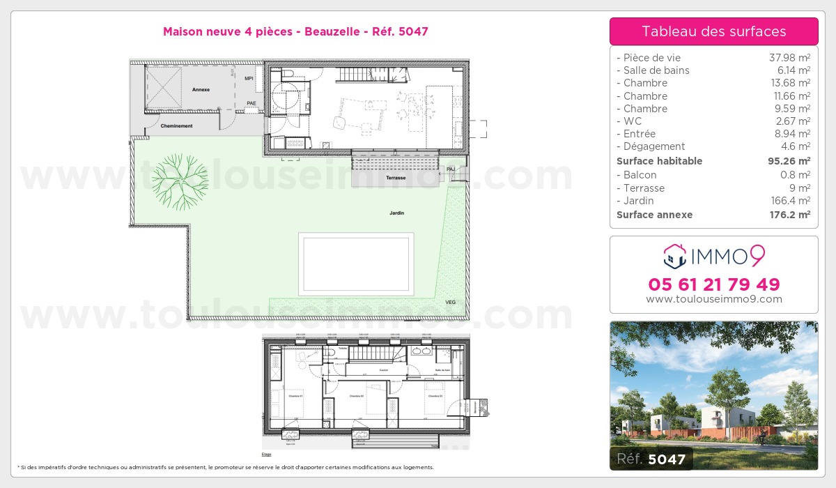 Plan et surfaces, Programme neuf Beauzelle Référence n° 5047