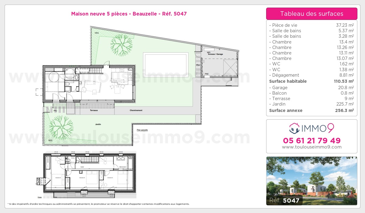 Plan et surfaces, Programme neuf Beauzelle Référence n° 5047