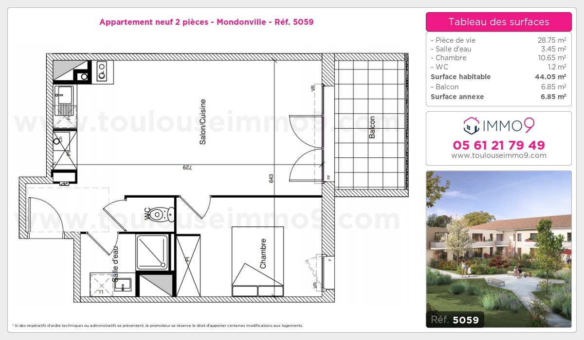 Plan et surfaces, Programme neuf Mondonville Référence n° 5059