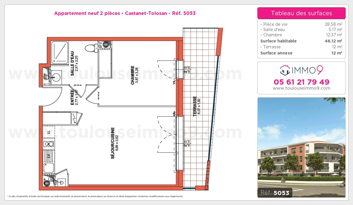 Plan et surfaces, Programme neuf Castanet-Tolosan Référence n° 5053