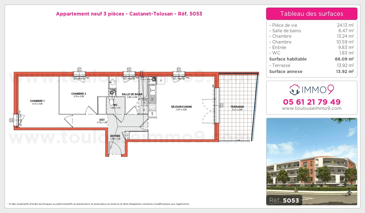 Plan et surfaces, Programme neuf Castanet-Tolosan Référence n° 5053