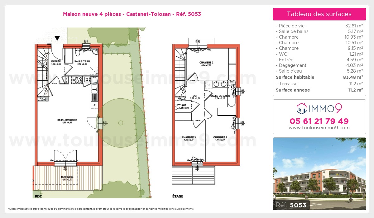 Plan et surfaces, Programme neuf Castanet-Tolosan Référence n° 5053