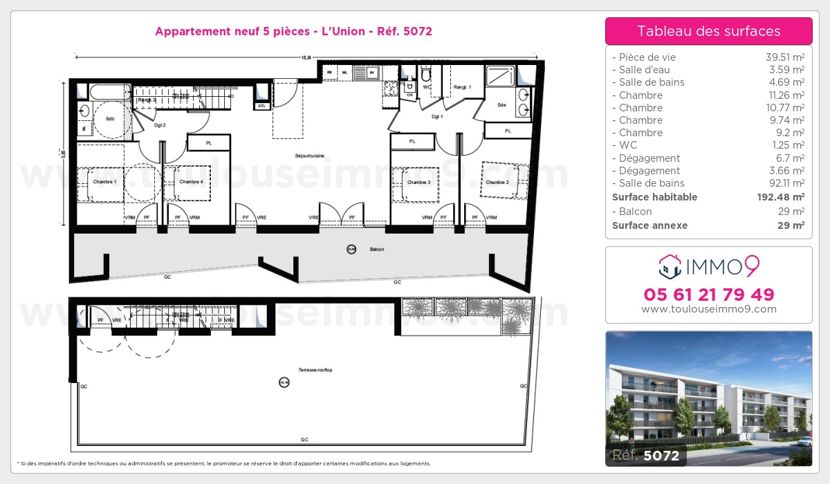 Plan et surfaces, Programme neuf L'Union Référence n° 5072