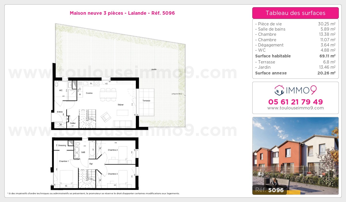 Plan et surfaces, Programme neuf Toulouse : Lalande Référence n° 5096