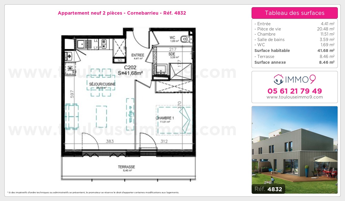 Plan et surfaces, Programme neuf Cornebarrieu Référence n° 4832
