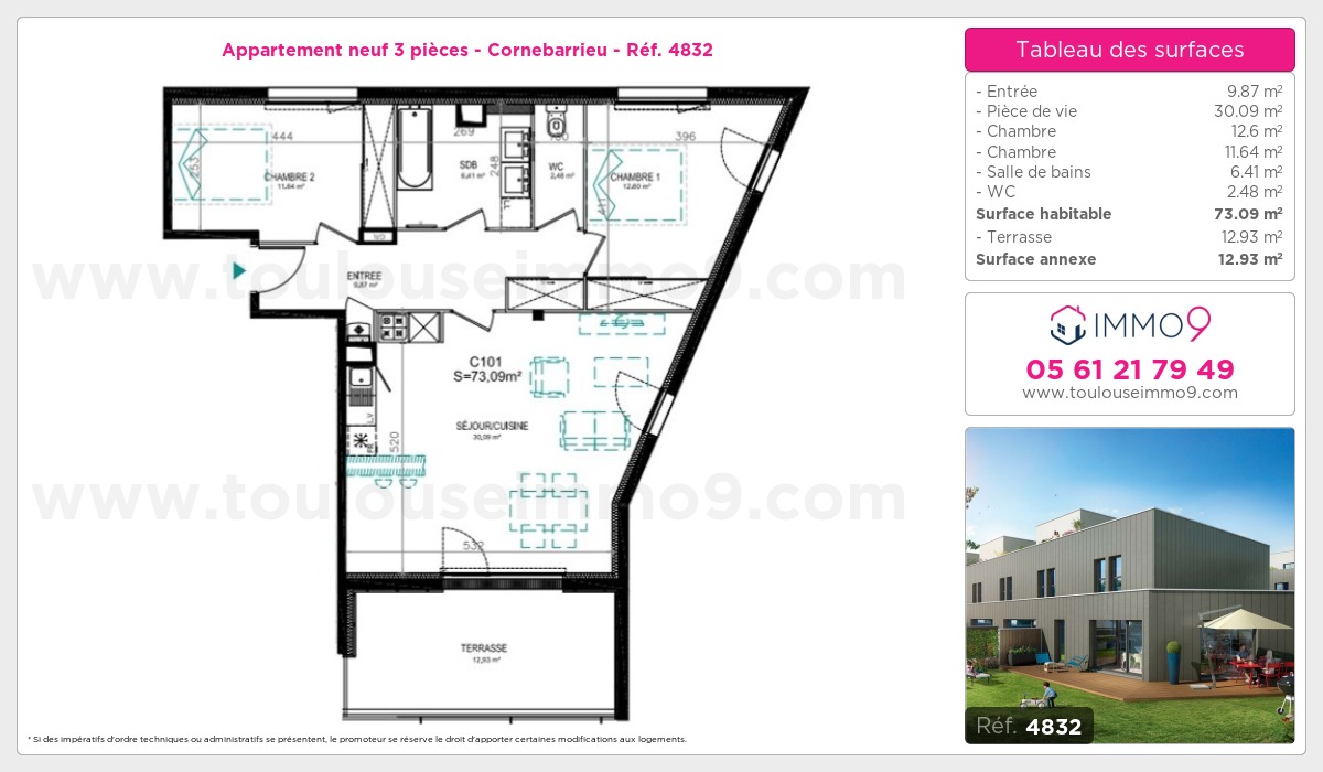 Plan et surfaces, Programme neuf Cornebarrieu Référence n° 4832