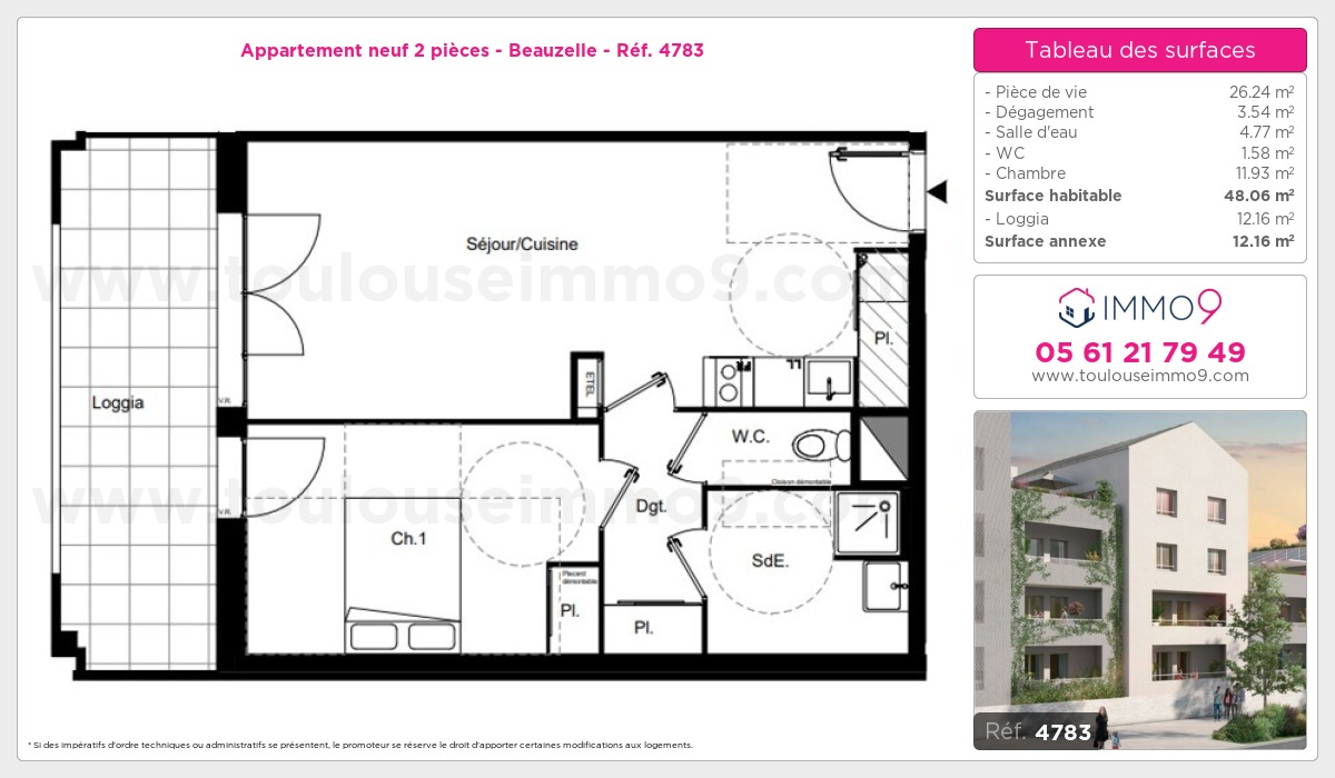 Plan et surfaces, Programme neuf Beauzelle Référence n° 4783