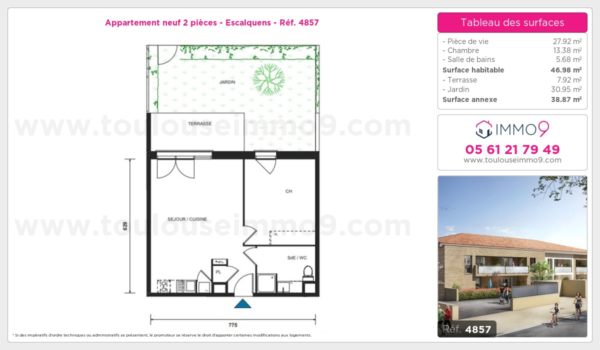 Plan et surfaces, Programme neuf Escalquens Référence n° 4857