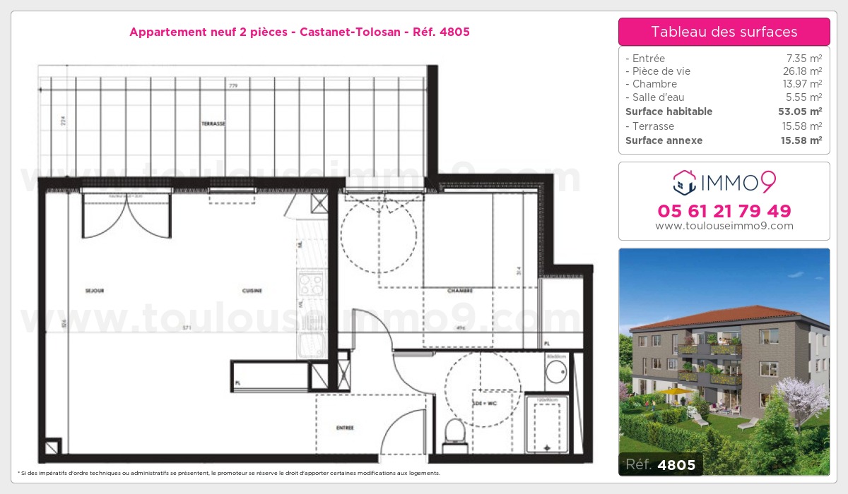 Plan et surfaces, Programme neuf Castanet-Tolosan Référence n° 4805